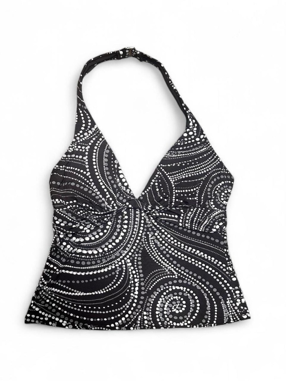 Y2K Brown & White Swirl Halter Tankini Top